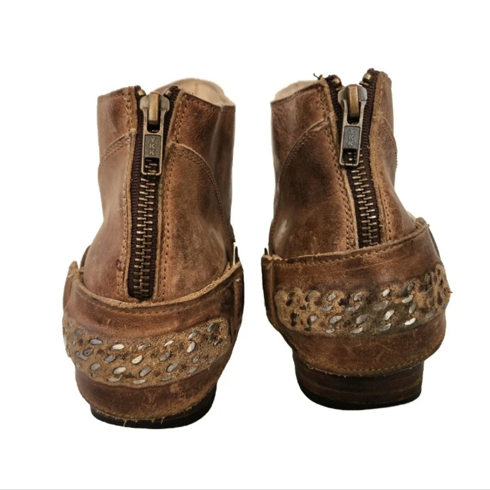 Freebird Cali Brown/Tan Leather Bootie Distressed Ankle Boot Zip Harness 8 M - Picture 5 of 15
